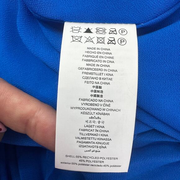 NWOT Michael Kors Grecian Blue Pleated Long Sleeve Dress Size L Lined Career - Picture 11 of 13